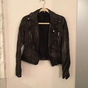Free People Faux Leather Motorcycle Jacket